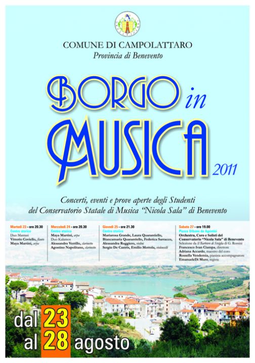 Campolattaro Borgo in Musica, dal 23 al 28 agosto