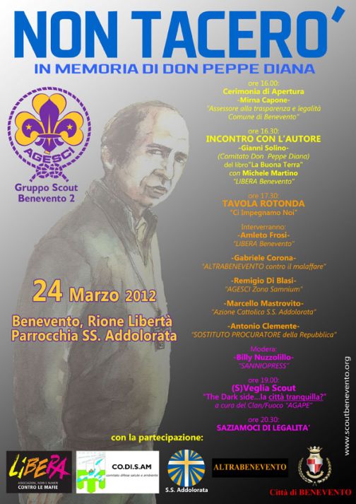 Il 24 marzo iniziativa dell’Agesci Benevento 2 in ricordo di don Peppe Diana