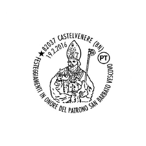 Castelvenere, solennità del Patrono San Barbato Vescovo : annullo filatelico