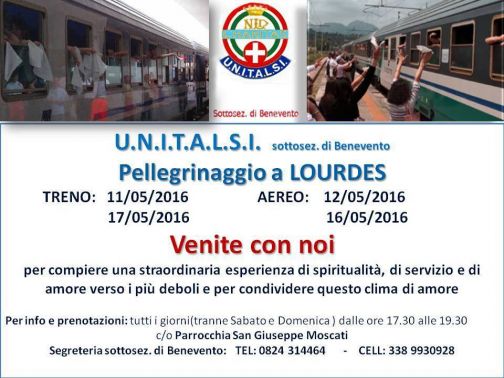 Unitalsi, Pellegrinaggio a Lourdes: dall’11 al 17 e dal 12 al 16 maggio