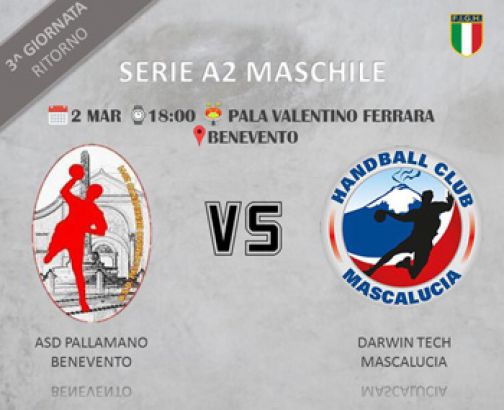 Pallamano, A2: sabato Benevento-Mascalucia Catania