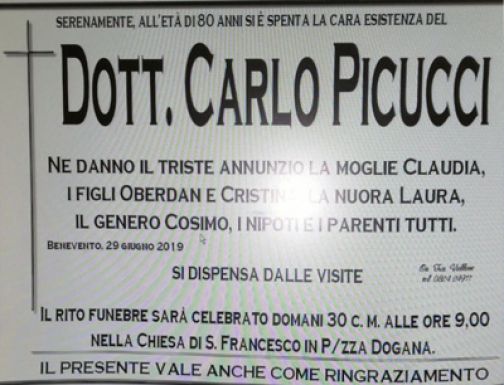 La scomparsa del Dottor Carlo Picucci
