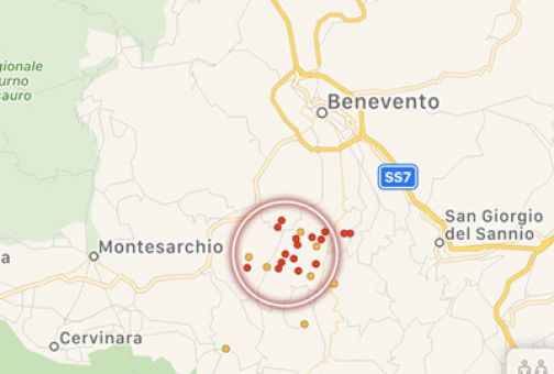 Sciame sismico nel Sannio, epicentro San Leucio